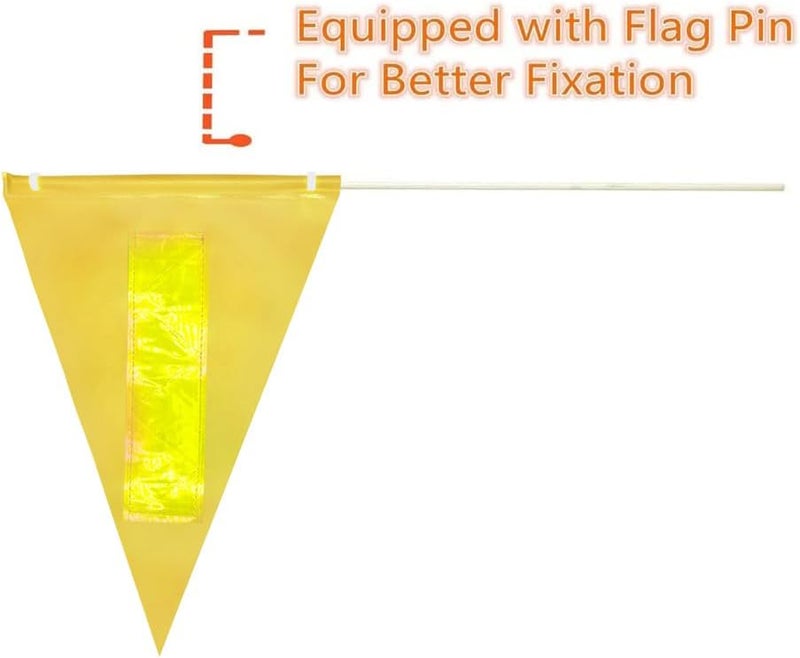 Uelfbaby 2 Pcs Safety Flag with Pole 6-Feet Adjustable Height Heavy Duty Fiberglass Pole Polyester Tear-Resistant Waterproof (Yellow with Reflective Strip) - Image 2